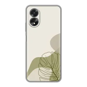 Силиконовый чехол с принтом в цветах на Oppo A38 (Зеленая монстера дизайн)