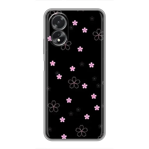Чехол с принтом «Розовые цветы на черном» для OPPO A38