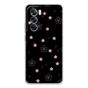 Чохол з розовим принтом для OPPO A5 5G (Рожеві квіти на чорному)
