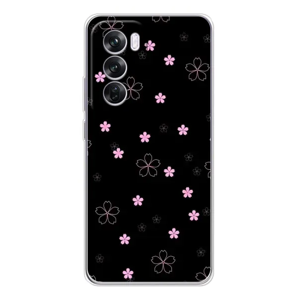 Чехол с принтом «Розовые цветы на черном» для OPPO A5 5G