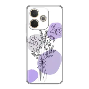 Силиконовый чехол с принтом в цветах на OPPO A5 Pro (Букет фиолетовая абстракция)
