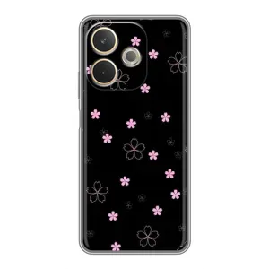 Чехол с розовым рисунком для OPPO A5 Pro (Розовые цветы на черном)