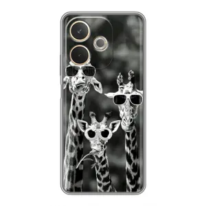 Силиконовый чехол с КАРТИНКАМИ лето для OPPO A5 Pro (AlphaPrint) (Жирафы в очках)