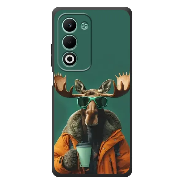 Чохол з принтом «Лось з кавою» для OPPO A5