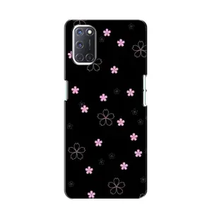 Чехол с розовым рисунком для Oppo A52 (Розовые цветы на черном)