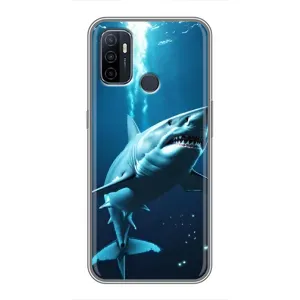 Чехол с картинкой «Хищники» для Oppo A53 (Акула под водой)
