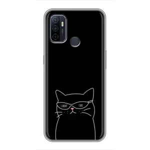 Чехол с рисунком кот на Oppo A53 (Равнодушный кот)