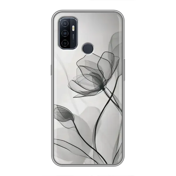 Чехол с принтом «Черные цветы» для OPPO A53 Чехол с принтом «Черные цветы» для OPPO A53