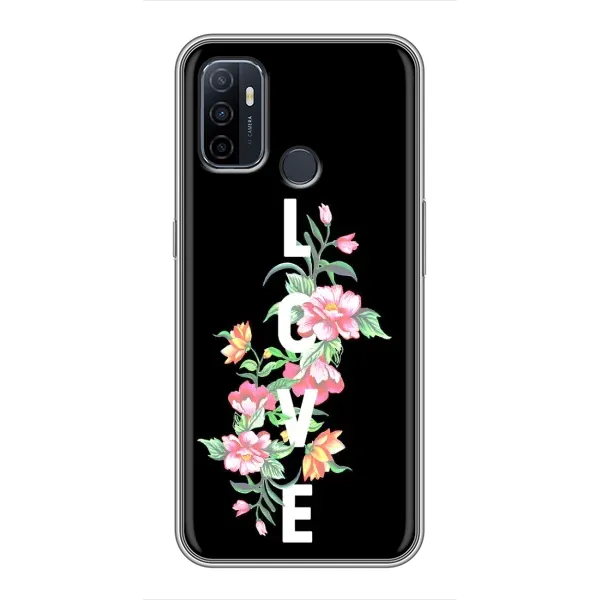 Чехол с принтом «Цветы LOVE» для OPPO A53