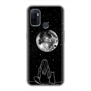 Чехол с рисунком кот на Oppo A53 (Девушка с котом)