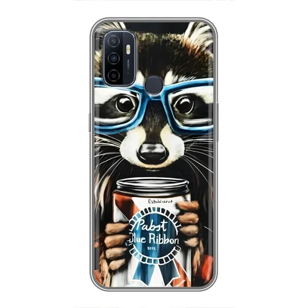 Чехол с принтом «Енот с банкой» для OPPO A53