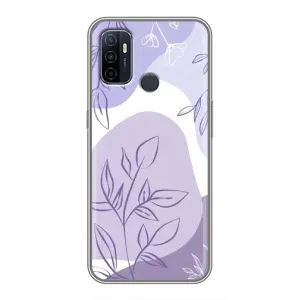 Силиконовый чехол с принтом в цветах на Oppo A53 (Фиолетовые листья абстракция)