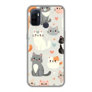 Чехол с рисунком кот на Oppo A53 (Коллаж котов)