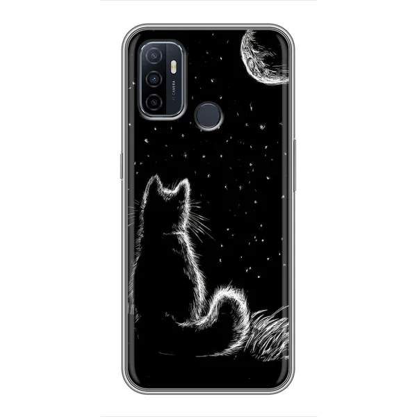 Чехол с принтом «Котик и луна» для OPPO A53