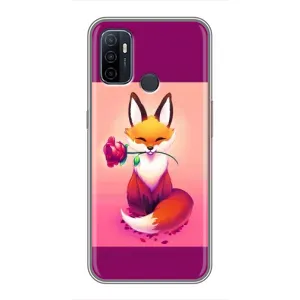 Чехлы с картинкой Лисички для Oppo A53 (VPrint) (Лисичка с розочкой)