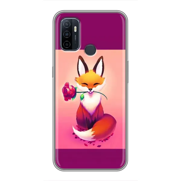 Чехол с принтом «Лисичка с розочкой» для OPPO A53
