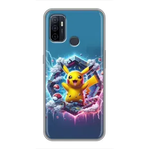 Чехол с Пикачу на Oppo A53 (Лого Пикачу)