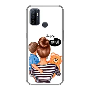 Чехол с печатью для Oppo A53 - (Мама с ребенком) (AlphaPrint) (Мама с сыном)