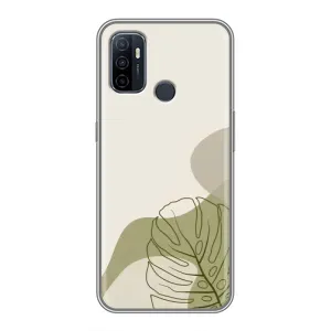 Силиконовый чехол с принтом в цветах на Oppo A53 (Зеленая монстера дизайн)