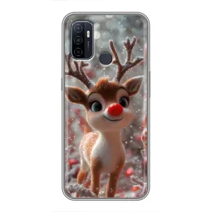 Яркий чехол для Oppo A53 с Зимними Оленятами
