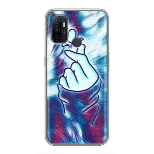 Чехол с принтом для Oppo A53 (AlphaPrint - Знак сердечка) (Радужное сердце)