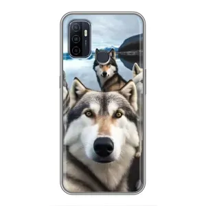 Чехол с Хаски для Oppo A53 - (AlphaPrint) (Селфи ХАски)