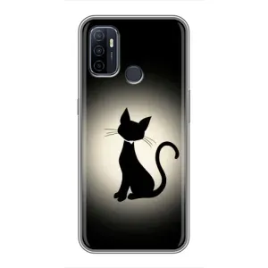 Чехол с принтом для Oppo A53 (AlphaPrint) Модные коты (Силуэт котика)