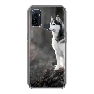 Чехол с Хаски для Oppo A53 - (AlphaPrint) (Верный пес)