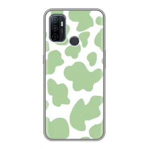 Чохол з принтом корови на OPPO A53 (Зелений принт)