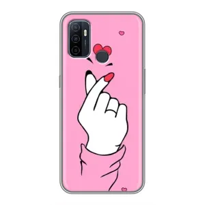 Чехол с принтом для Oppo A53 (AlphaPrint - Знак сердечка)
