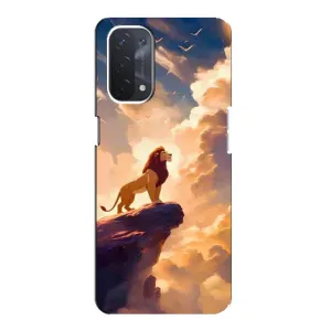 Чехол Король лев на Оппо А54 (5G) (Симба на скале)