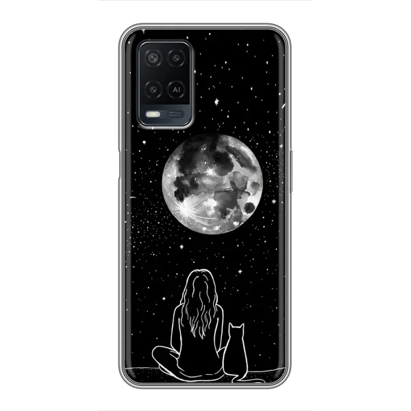 Чехол с принтом «Девушка с котом» для OPPO A54