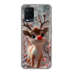 Яркий чехол для OPPO A54 с Зимними Оленятами