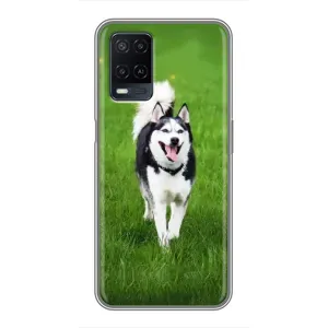Чехол с Хаски для OPPO A54 - (AlphaPrint) (Радостный Хаски)