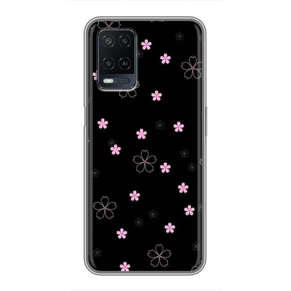 Чохол з принтом «Рожеві квіти на чорному» для OPPO A54 Чохол з принтом «Рожеві квіти на чорному» для OPPO A54