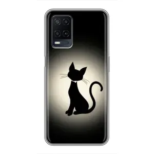 Чехол с принтом для OPPO A54 (AlphaPrint) Модные коты (Силуэт котика)