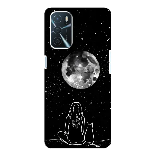 Чехол с принтом «Девушка с котом» для OPPO A54s