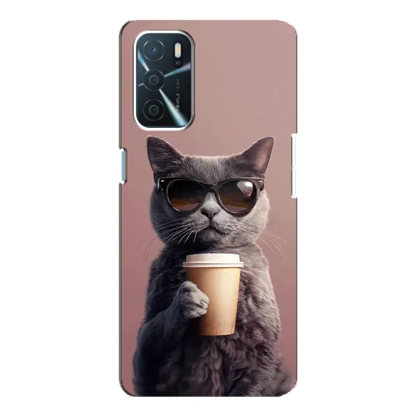 Чехол с принтом «Кот с кофе» для OPPO A54s