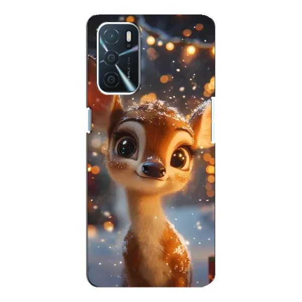 Чехол с принтом «Олененок среди гирлянд» для OPPO A54s