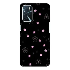Чехол с розовым рисунком для Oppo a54s (Розовые цветы на черном)