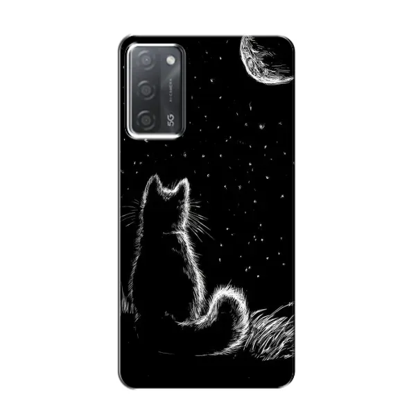 Чехол с принтом «Котик и луна» для OPPO A55