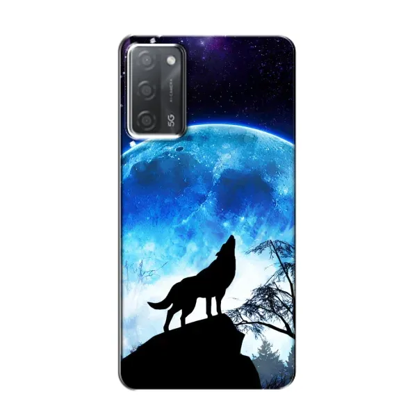 Чохол з принтом «Вовк на місяць» для OPPO A55