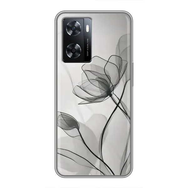 Чехол с принтом «Черные цветы» для OPPO A57s
