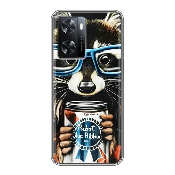 Чехол с принтом «Енот с банкой» для OPPO A57s