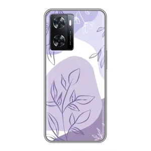 Силиконовый чехол с принтом в цветах на Oppo a57s (Фиолетовые листья абстракция)