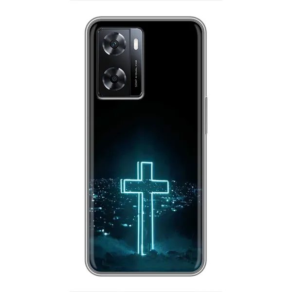 Чехол с принтом «Крест и город» для OPPO A57s