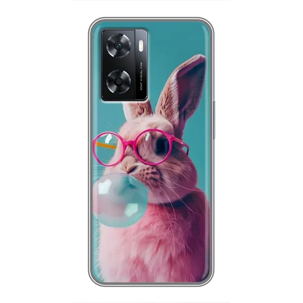 Чехол с принтом «Кролик в очках» для OPPO A57s