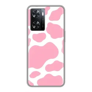 Чохол з принтом корови на OPPO а57с (Рожевий принт)