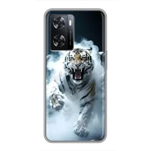 Чехол с картинкой «Хищники» для Oppo a57s (Белый тигр в дыму)