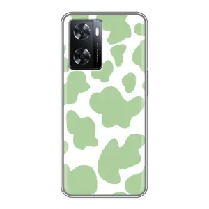 Чохол з принтом корови на OPPO а57с (Зелений принт)